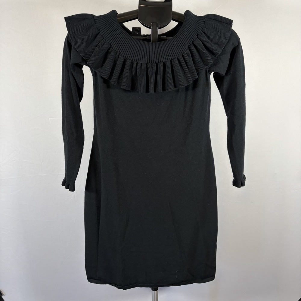 Lilly Pulitzer Medium Moda Off Shoulder Black Sweater Dress Emo Ruffle Classy
